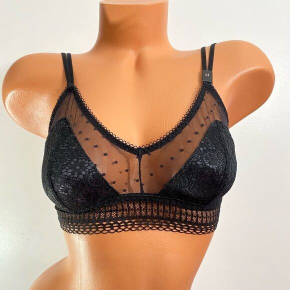 Victoria’s Secret mesh & dot sexy bralette bra black - Picture 2 of 7
